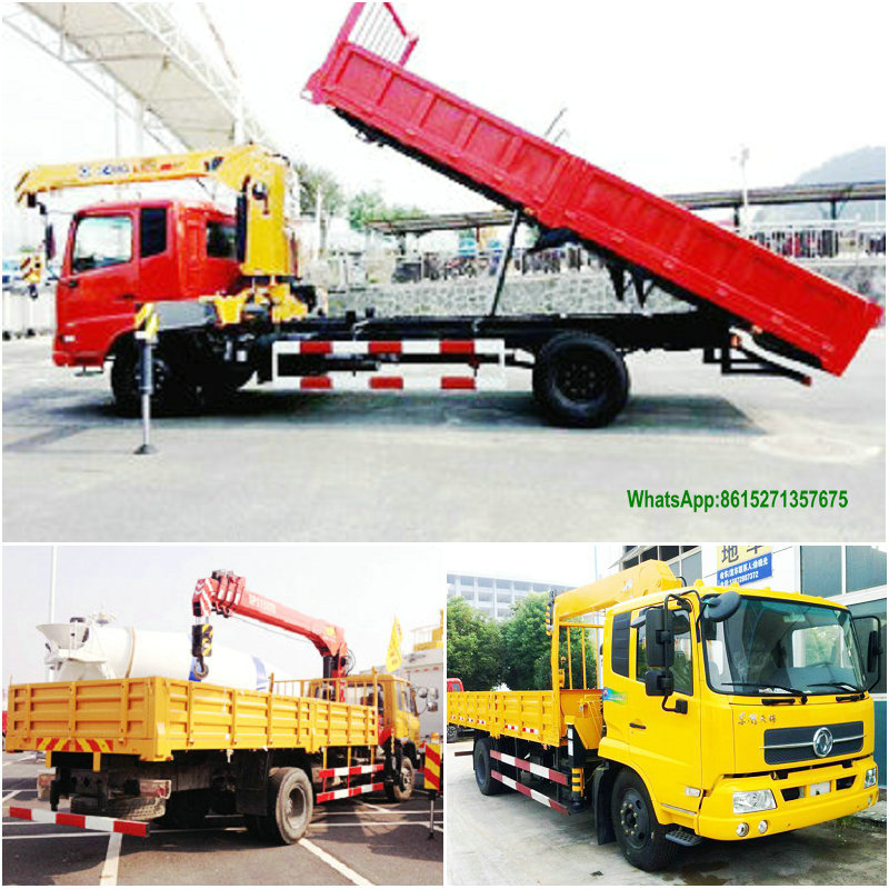 Dongfeng 6- 8 Ton Crane Truck with Tipping Cargo