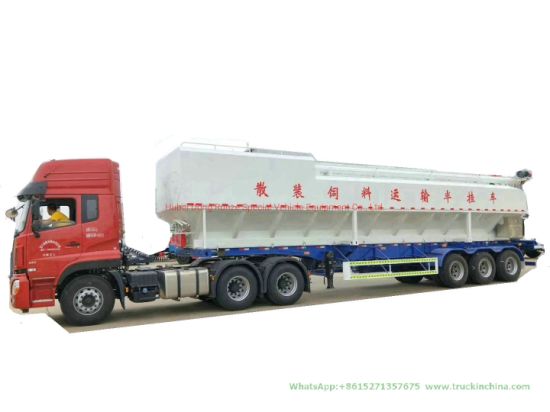 Tri-Axles Bulk Feed Tank Semi Trailer Customized with Electric Pump Hydraulic System Transport Livestock Chicken Duck Goose Feed