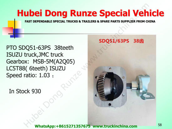 Isuzu Truck Pto Sdq51/62 Sdq51/63 (Gearbox Power Take off For ISUZU QINGLING Transmission MSB-5M LC5T88 PTO Part Assembly)