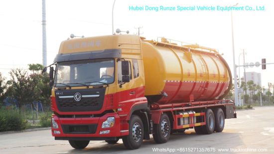 30ton Vacuum Sewer Sewage Cleaning Truck (Sewer Septic Tank High Pressure Combined Water Jetting Truck 18m3 Wast Sludge 10m3 Clean Water Tank)