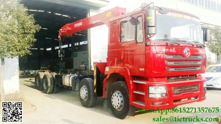 DRZ 8x4 SHACMAN Lorry Truck Mounted Crane 12T Palfinger SPS30000 Telescopic Boom