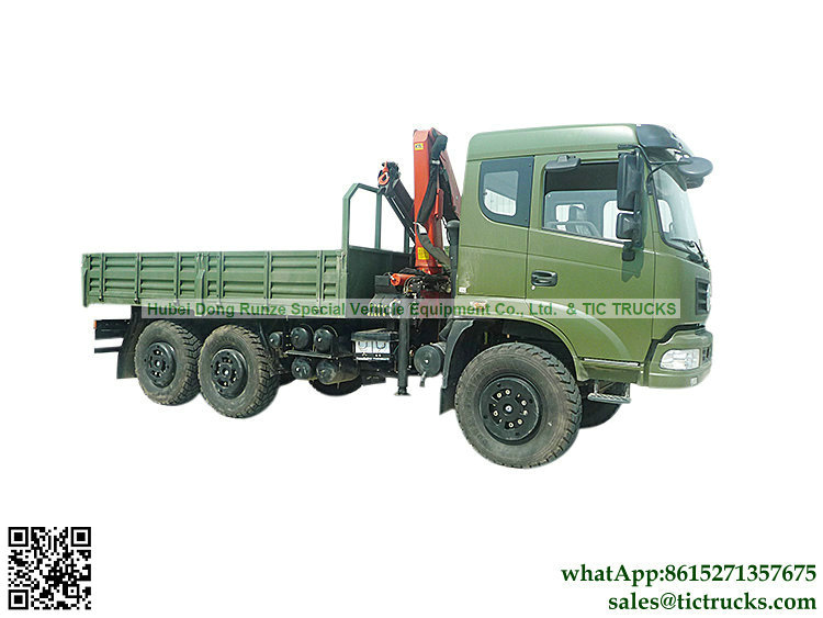 Military Truck Dongfeng 6x6 truck 7.6T.m Palfinger crane
