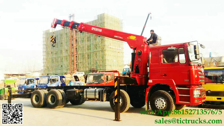 DRZ 8x4 SHACMAN Lorry Truck Mounted Crane 12T Palfinger SPS30000 Telescopic Boom