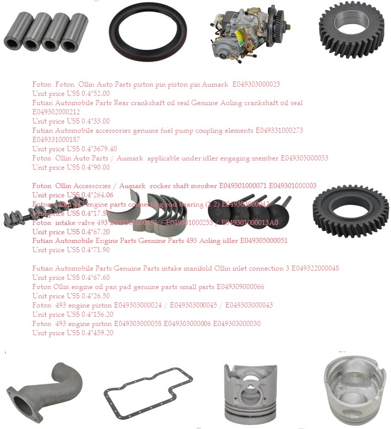 Foton Ollin Engine 493 Parts Price List 2