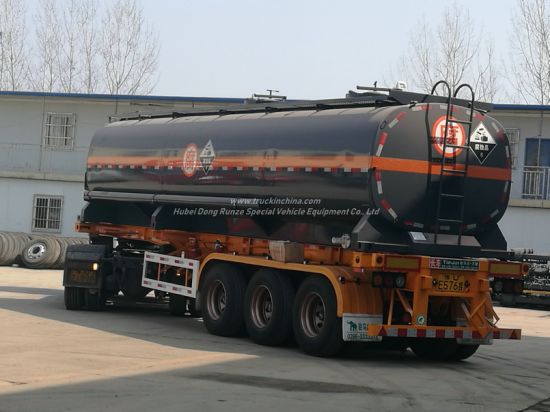Hydrocyanic Acid Tank Mounted On Container Trailer For Road Transport 30KL-40KL for HC , NaOH , NaCLO H2SO4 Steel Lined LDPE