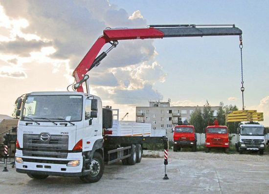 700 Hino 8X4 Cargo Truck with Foldable Arm Knuckle-Boom Palfinger Pk10000 5tone Loading Crane