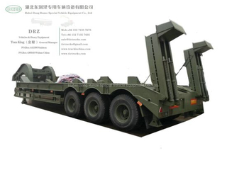 60t -80t Heavy Duty 3 Axles Lowbed Semi Trailer for Tank Heavy Track Crawler Caterpillar Digging Excavating Machine (Optional With Winch)