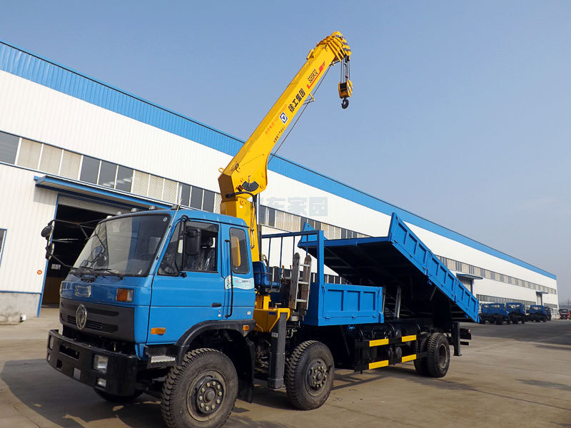 Dongfeng 15 Ton Tipper Dump Truck Mounted With Crane 8 Ton